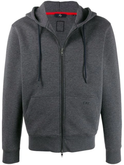Fay Embroidered Logo Hoodie In Grey