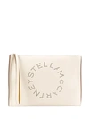 Stella Mccartney Large Perforated-logo Clutch In Weiss