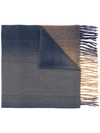 Begg & Co Striped Cashmere Scarf In Blue