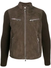 Al Duca D'aosta Knitted Sleeves Leather Jacket In Brown