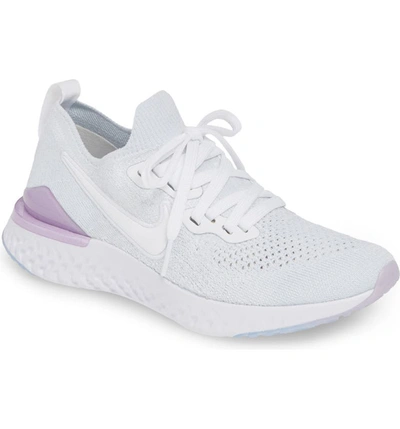 Nike Epic React Flyknit 2 Running Sneakers In White/white/pink Foam