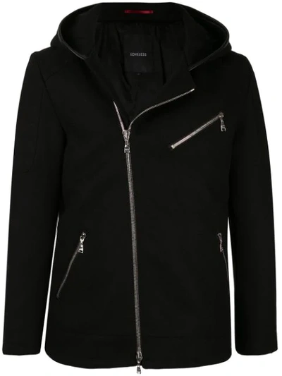 Loveless Off-centre Zipped Jacket In Black
