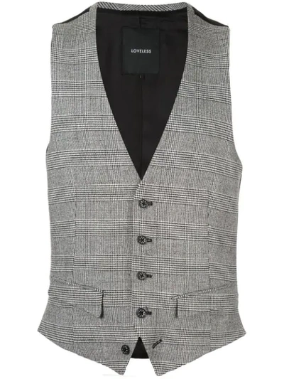 Loveless Fitted Plaid Waistcoat In Grey
