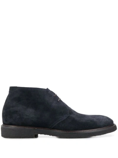 Henderson Baracco Suede Lace-up Boots In Blue