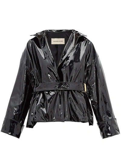 Alexandre Vauthier Patent-leather Belted Jacket In Black