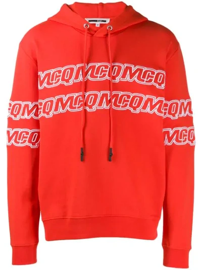 Mcq By Alexander Mcqueen Cotton Blend Embroidered Logo Hoodie In Red