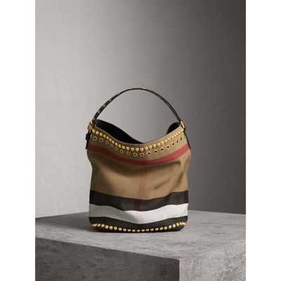 the medium ashby in canvas check and leather