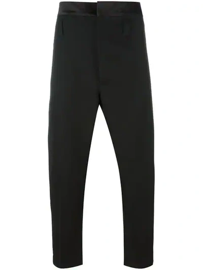 Haider Ackermann Slim-fit Cropped Satin-trimmed Virgin Wool Trousers In Black