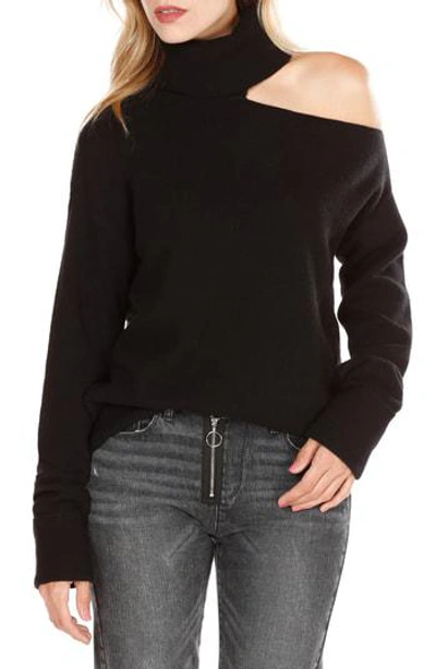 Paige Raundi Cold-shoulder Turtleneck Wool-blend Sweater In Black