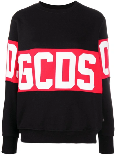 Gcds Oversized Logo Print Sweatshirt In Black