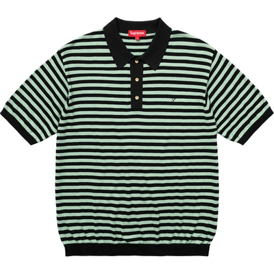Pre-owned Supreme  Striped Knit Polo Light Sage