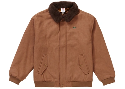 Pre-owned Supreme  Lacoste Wool Bomber Jacket Tan