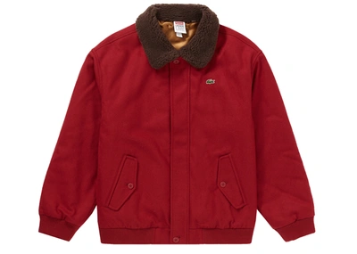 Pre-owned Supreme Lacoste Wool Bomber Jacket Red | ModeSens