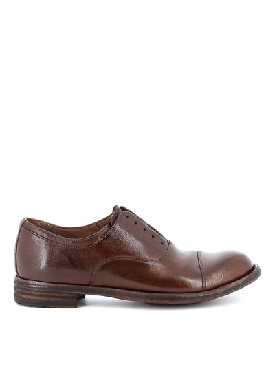 Officine Creative Lexicon Vintage Leather Slip-on Shoes In Brown