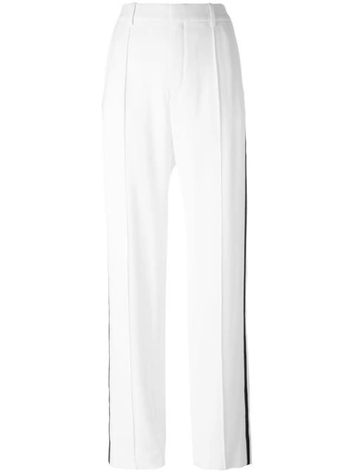 Chloé Straight Leg Piped Trousers In White