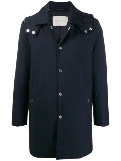 Mackintosh Dunoon Hood Navy Storm System Wool Thindown Short Hooded Coat|gm-1004td In Blue