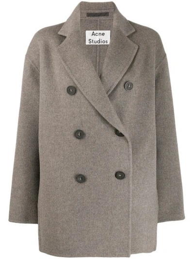 Acne Studios Doppelreihiger Kurzmantel In Grey