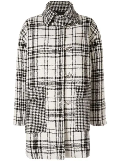 Msgm Plaid Print Coat In Wh