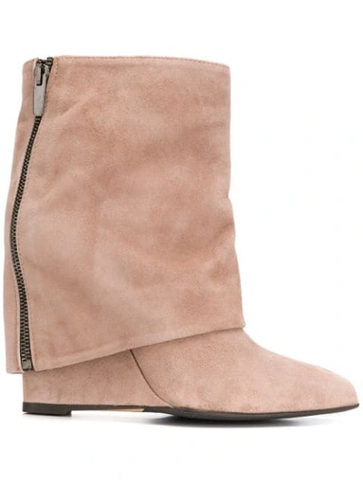 The Seller Foldover Wedge Boots In Neutrals