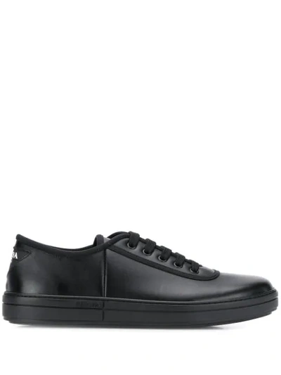 Prada Low-top Lace Up Sneakers In Black