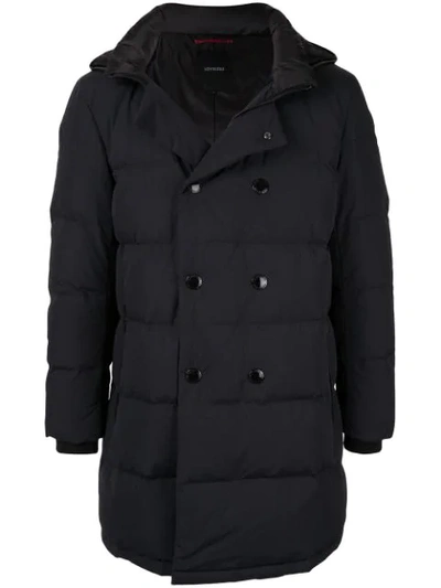 Loveless Double Breasted Padded Coat In Blue