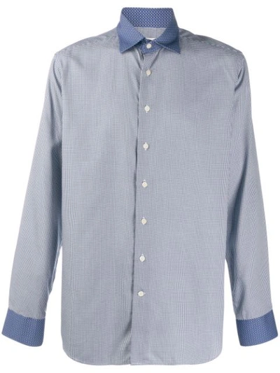 Etro Micro Check Shirt In Blue