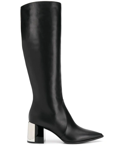 Casadei Metallic Chunky Boots In Black