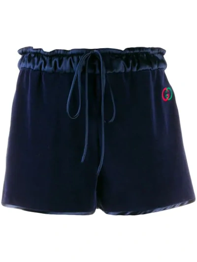 Gucci Velvet Short Shorts In Blue