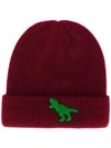 The Elder Statesman Cashmere Dinosaur-patch Beanie In Red