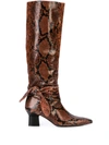 Rosetta Getty Snake-effect Knee Boots In Brown