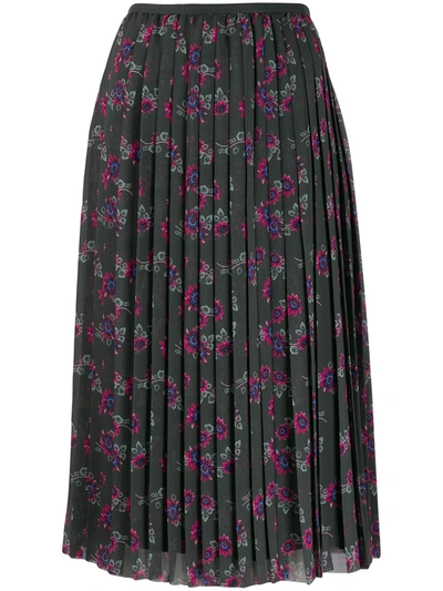 Kenzo Passion Flower Pleated Skirt In Green