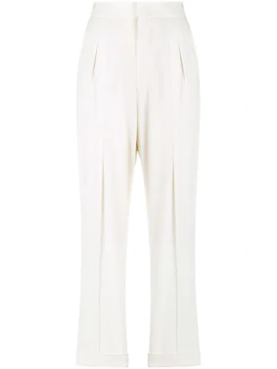 Isabel Marant High Waist Pleated Trousers In White