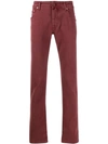 Jacob Cohen Straight Leg Jeans In Red