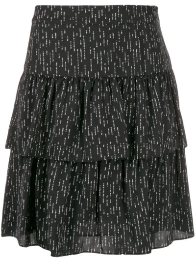 Steffen Schraut Dotted Tiered Skirt In Black