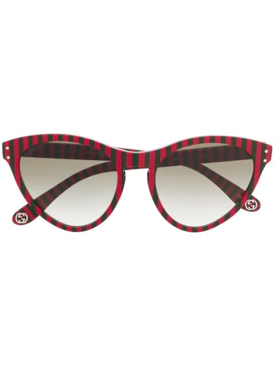 Gucci Striped Cat Eye Sunglasses In Red