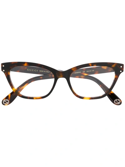 Gucci Tortoiseshell Cat Eye-frame Glasses In Brown