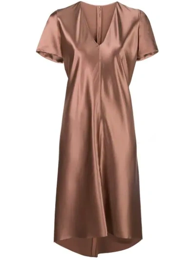 Peter Cohen Short-sleeve Flared Dress In Brown