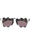 Saint Laurent Striped Square-frame Sunglasses In Black