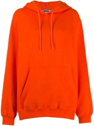 Msgm Logo Print Hoodie In Orange