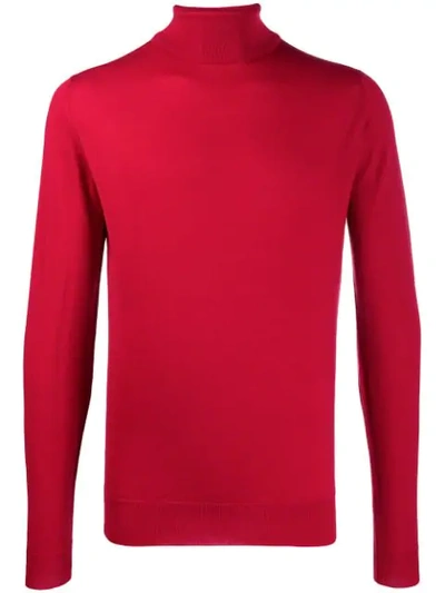 John Smedley Cherwell Roll Neck Sweater In Red