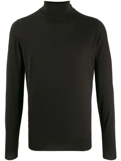 John Smedley Cherwell Turtleneck Jumper In Brown