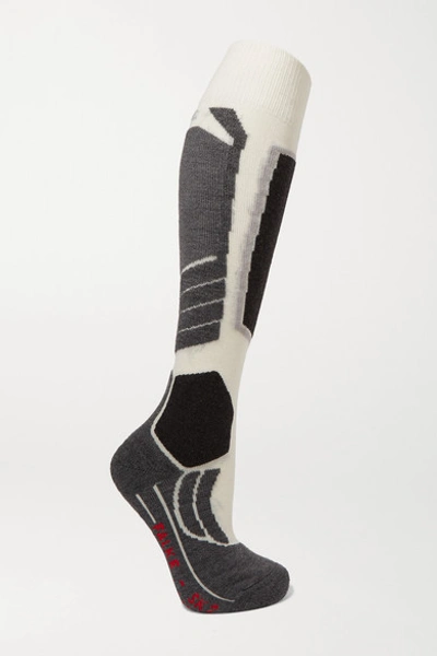 Falke Sk2 Intarsia Wool-blend Ski Socks In White