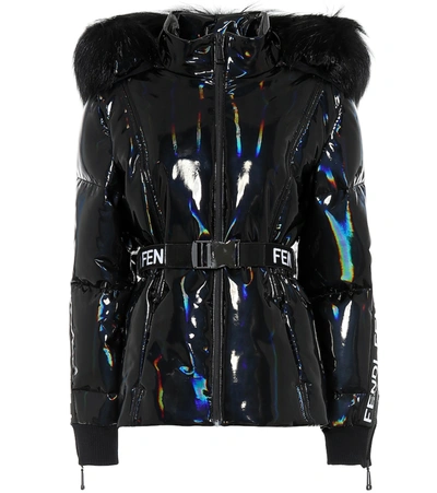 Fendi 贴花全息羽绒滑雪外套 In Black