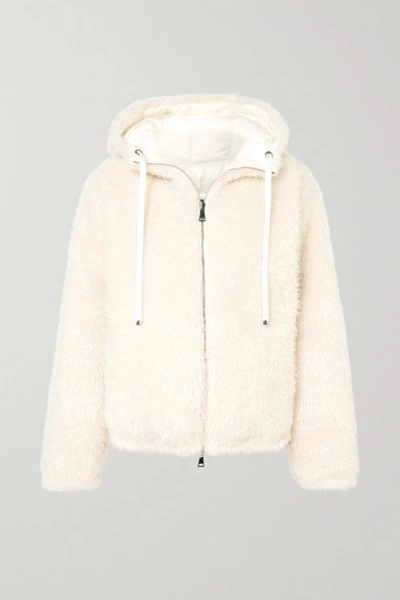 Moncler Reversible Hooded Faux Shearling Quilted Down Jacket In White