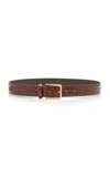 Anderson's Croc-effect Glazed Leather Belt In Brown