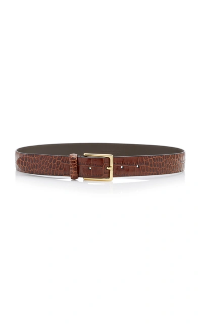 Anderson's Croc-effect Glazed Leather Belt In Brown