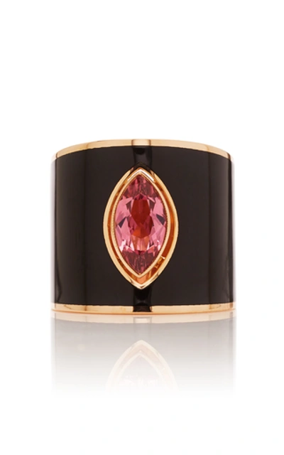 Gilan Hafsa 18k Rose Gold And Tourmaline Ring In Black