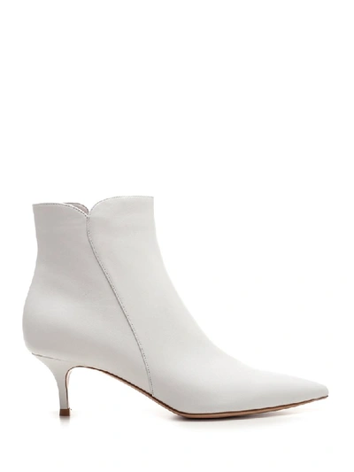 Gianvito Rossi Leather Pointed Zip Booties In White