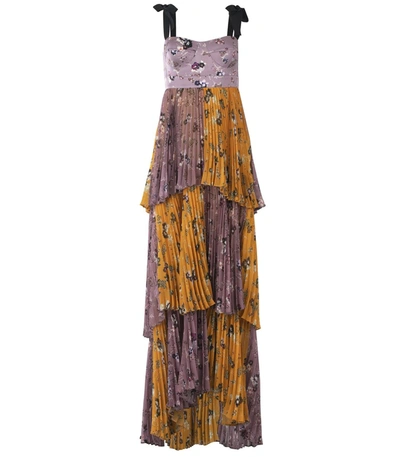 Silvia Tcherassi Daria Dress In Floral Lavender/mustard In Multi