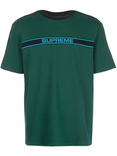 Supreme Chest Stripe Logo Ss Top In Green